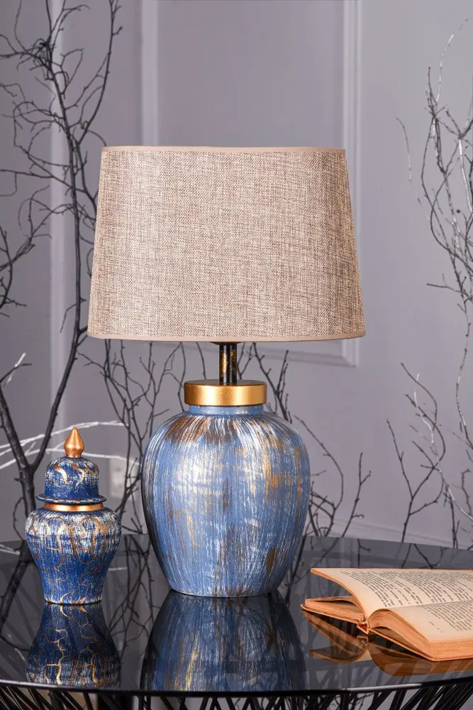 Opviq Stolní lampa Casandra modrá/hnědá