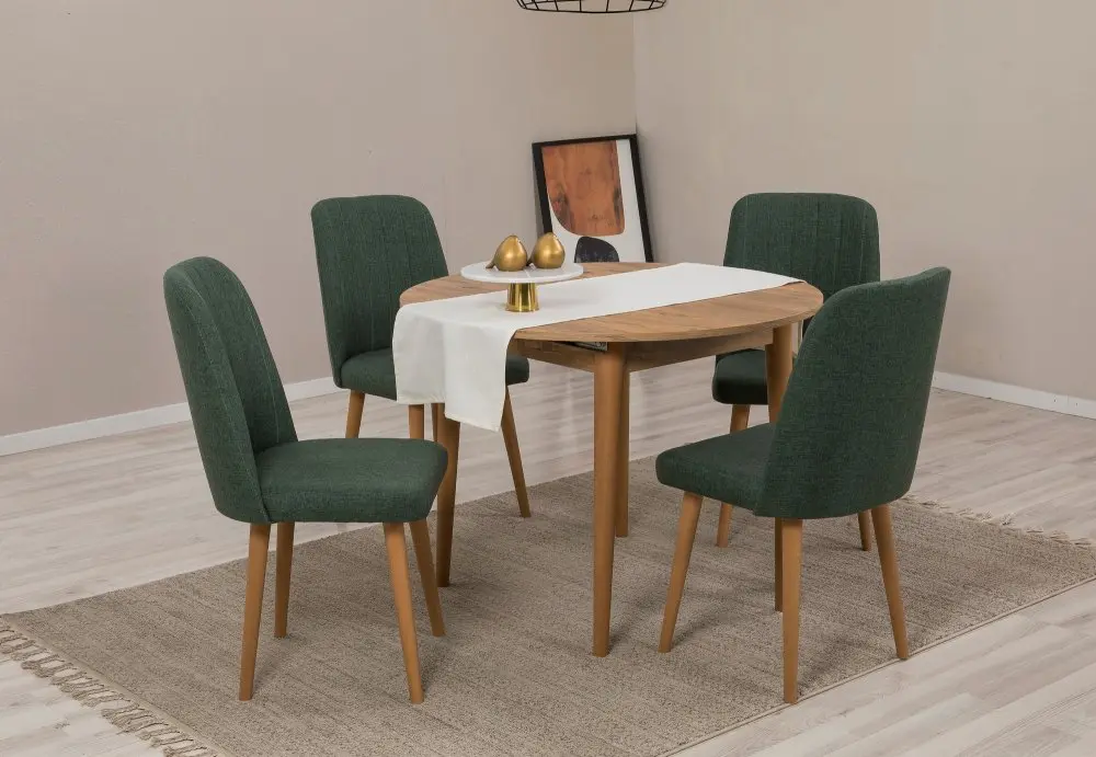 Jídelní set s rozkládacím stolem a židlemi (5 kusů) Vina 1070 - Atlantic Pine, Green