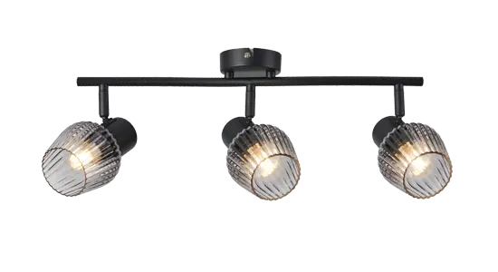 MITURA lampa sufitowa czarny 3x40W E27 klosz dymiony