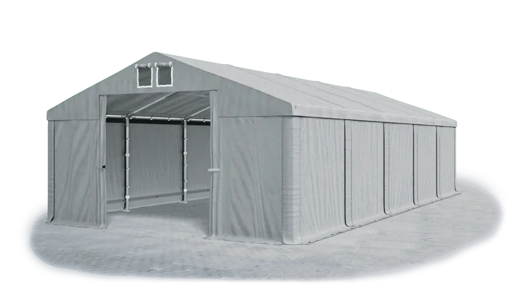 Skladový stan 5x10x2,5m střecha PVC 560g/m2 boky PVC 500g/m2 konstrukce ZIMA PLUS Šedá Šedá Šedá