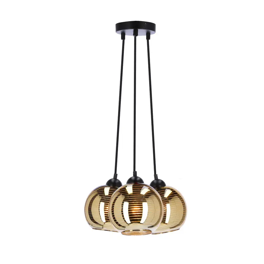 Závěsná lampa Trio, stínidlo E27, zlatá