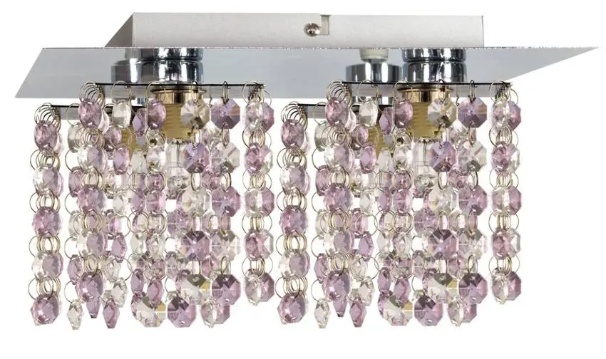 Stropní lampa chrom/fialové krystaly 4xG9 Classic