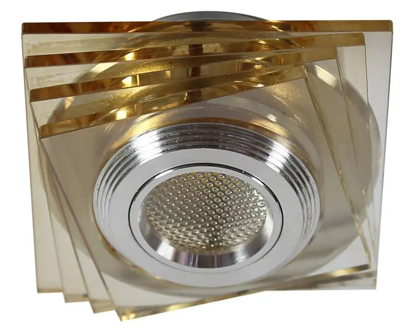 Stropní svítidlo jantarové LED 3W skleněné čtvercové SS-32