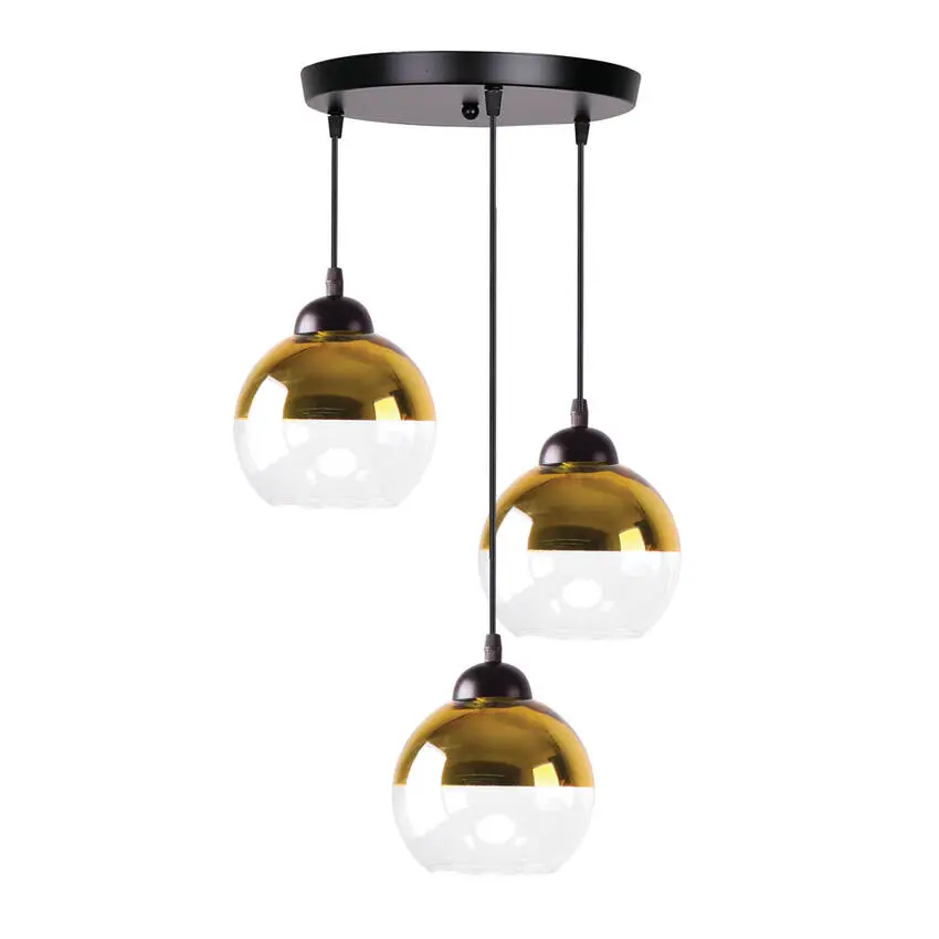 Závěsná lampa Contessa, černá, 3x40, E27, zlaté stínidlo