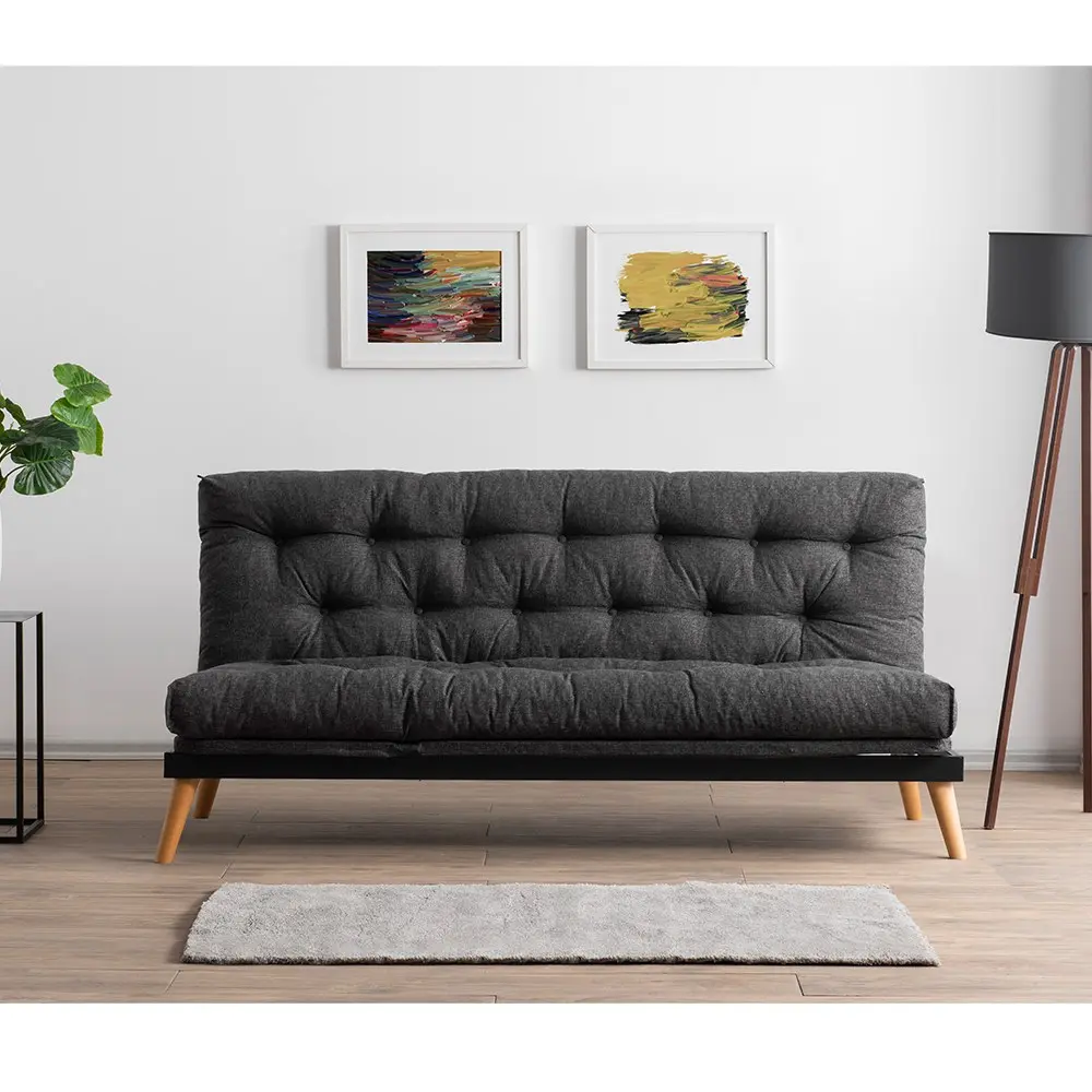 Trojmístná rozkládací pohovka Saki - Dark Grey