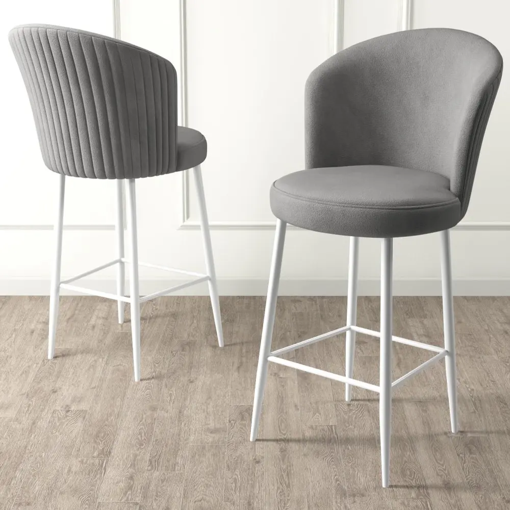 Bar Stool Set (6 Pieces) Fora - Grey, White
