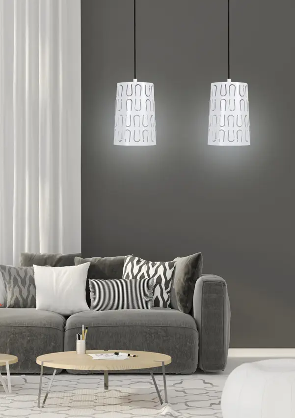 Závěsná lampa 2xE27 48cm bílá VISTA