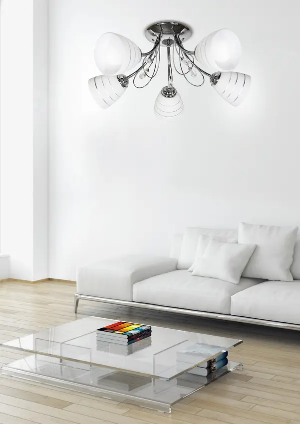 Chromová stropní lampa s krystaly 5x40W Simpli