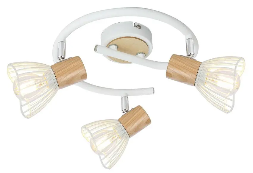 Spirálová stropní lampa 3X25W E14 bílé dřevo CHILE
