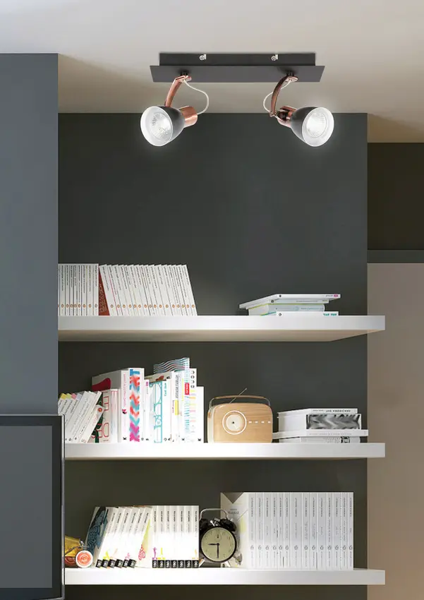 Nástěnná lampa s páskem 2X50W GU10 černá/měděná MARKUS