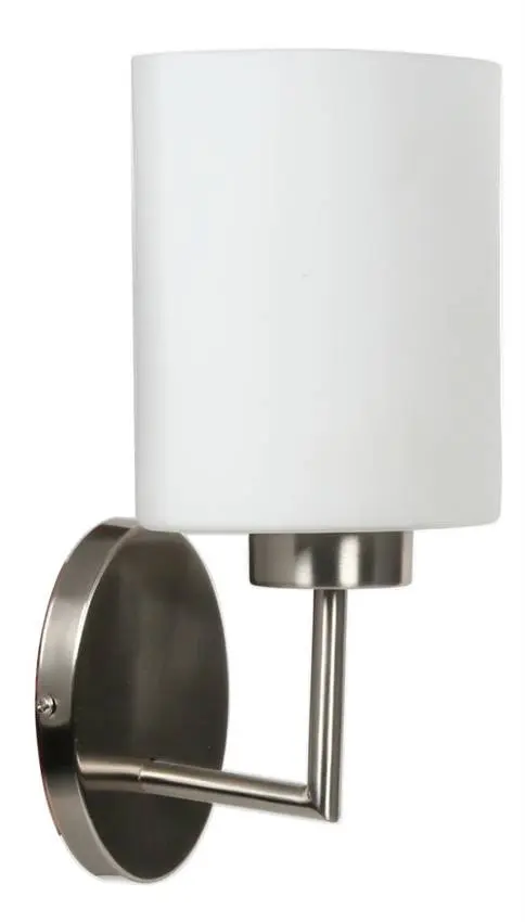 Nástěnná lampa matný nikl, stínidlo bílé, sxklsny 60W E27 Visola