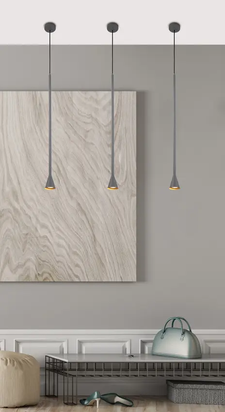 Závěsná lampa Tucson Ledea šedá, dlouhá