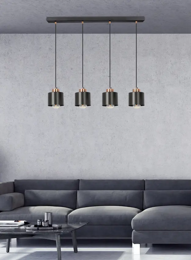 Závěsná lampa černá 4xE27 Olena