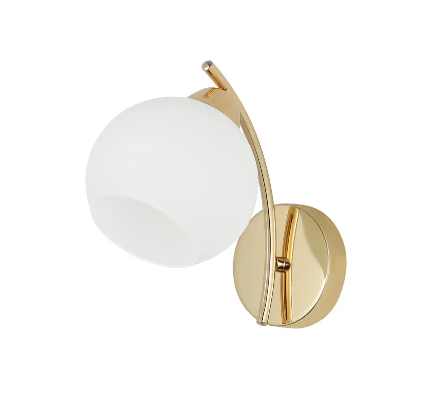 AMOS Zlatá nástěnná lampa 1x40W E27 bílé stínidlo
