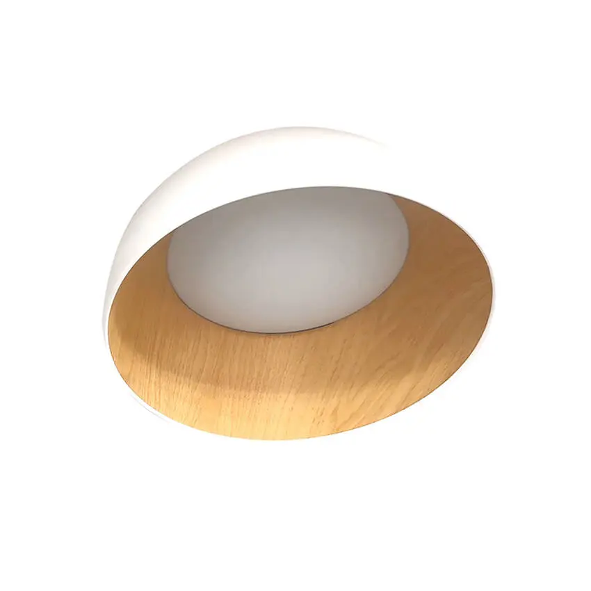 Stropní lampa Trento bílá dřevěná 18W LED 35cm bílé stínidlo