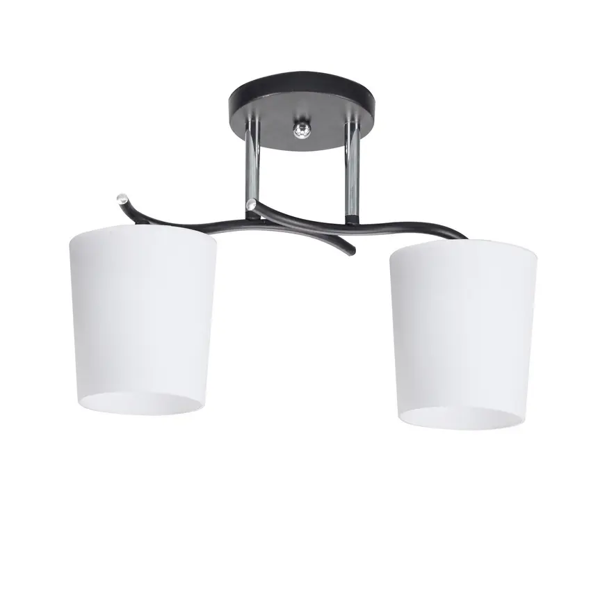 Stropní lampa Esnyr, chrom+černá, 2x40, E27, bílé stínidlo