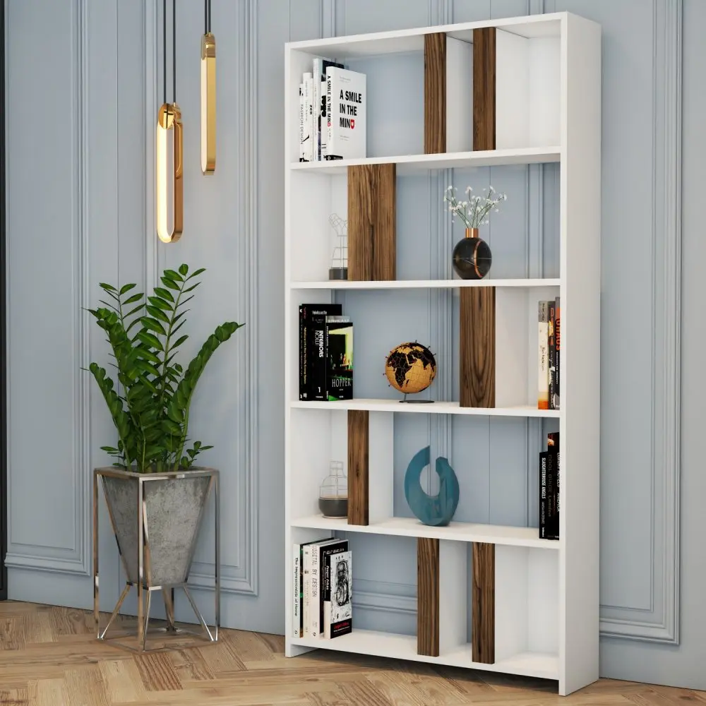 Knihovna Lima - White, Walnut