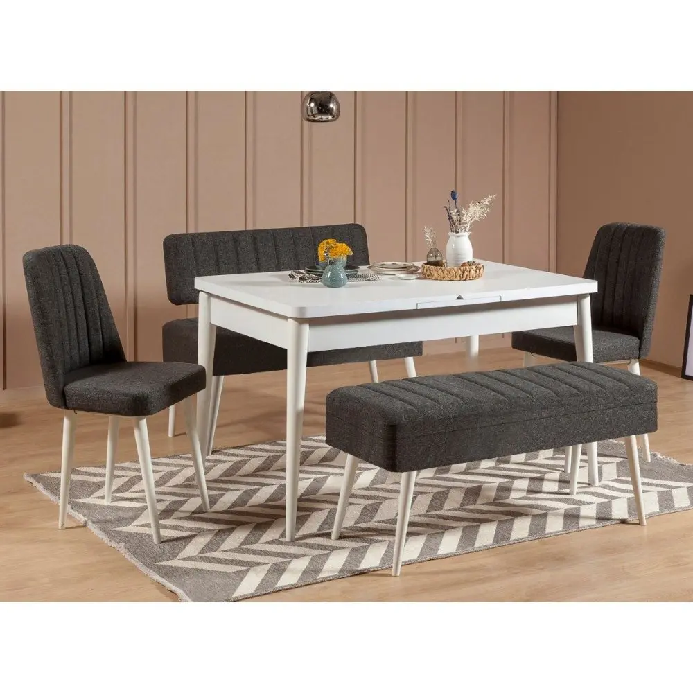 Jídelní set s rozkládacím stolem a židlemi (5 kusů) Vina 1053 - 4 - Anthracite, White