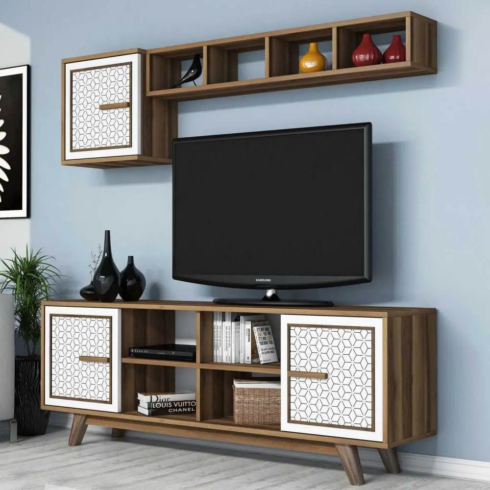 Hanah Home Obývací stěna AYLA ořech bílá