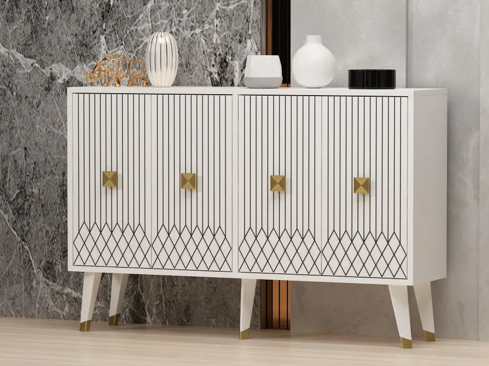 Konzolový stolek Carbın - White, Gold
