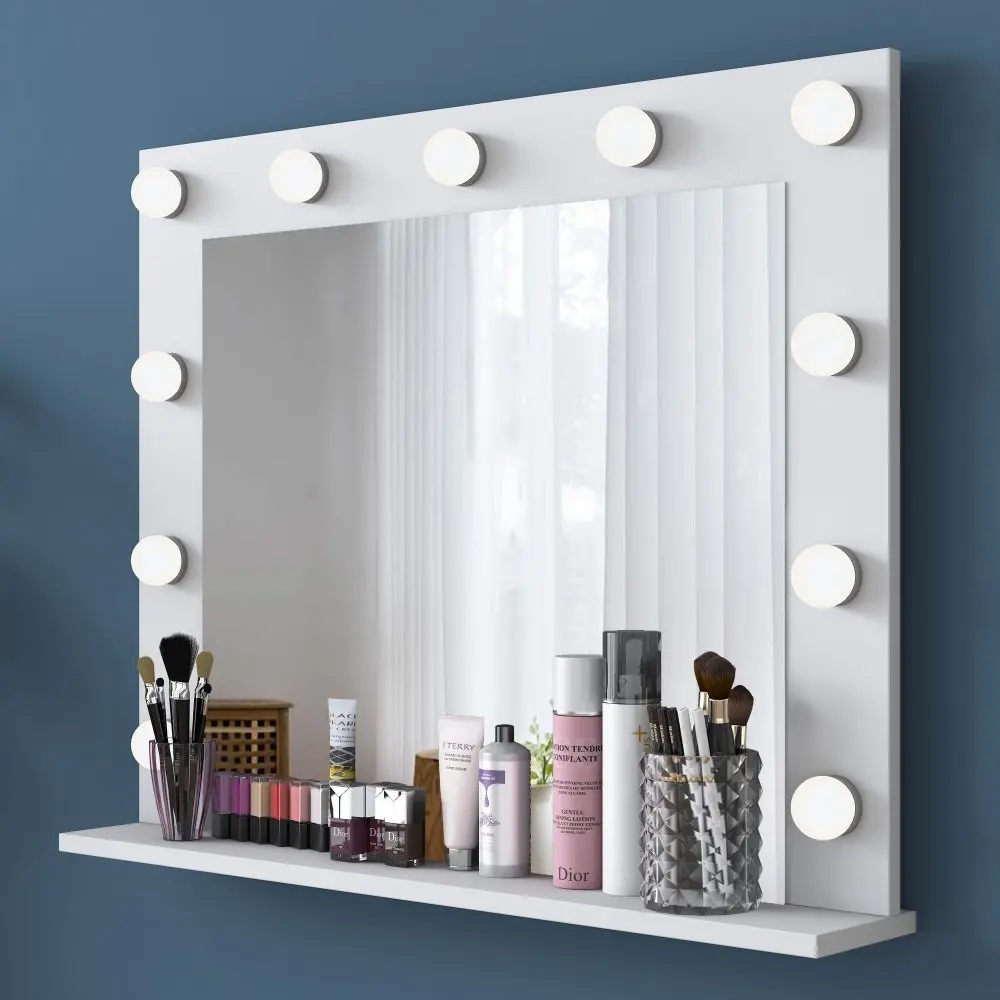 Kalune Design Nástěnné zrcadlo Lota s LED osvětlením 90x71 cm bílé