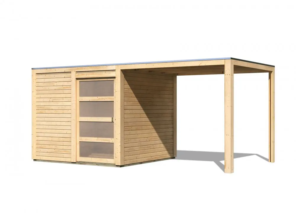 Dřevěný zahradní domek QUBIC 1 s přístavkem 240 Lanitplast