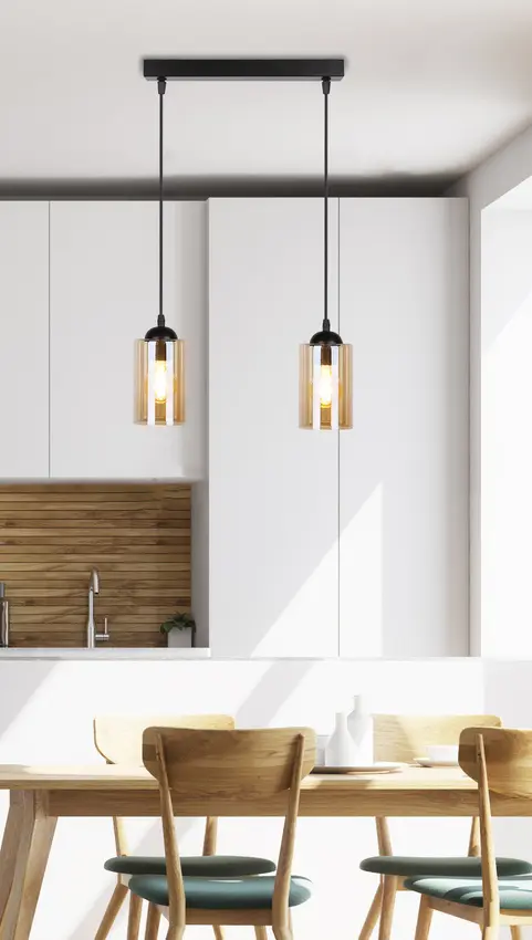 Závěsná lampa černohnědá 2xE27 Bistro
