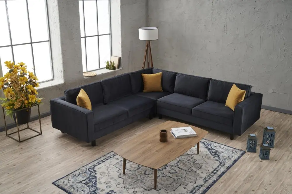 Rohová sedací souprava Kale Velvet - Anthracite