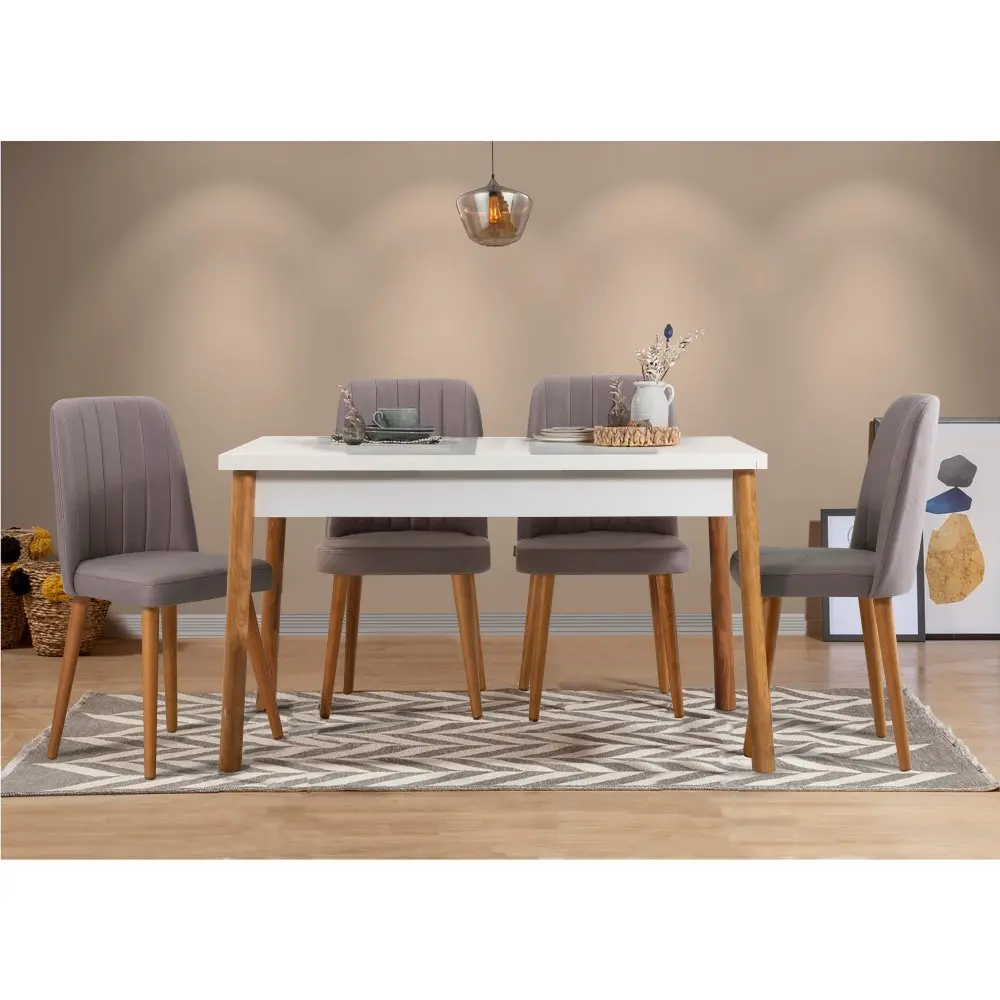 Set stolu a židlí (5 kusů) Costa White Atlantice-Grey