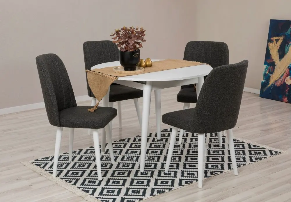 Jídelní set s rozkládacím stolem a židlemi (5 kusů) Vina 1053 - White, Anthracite