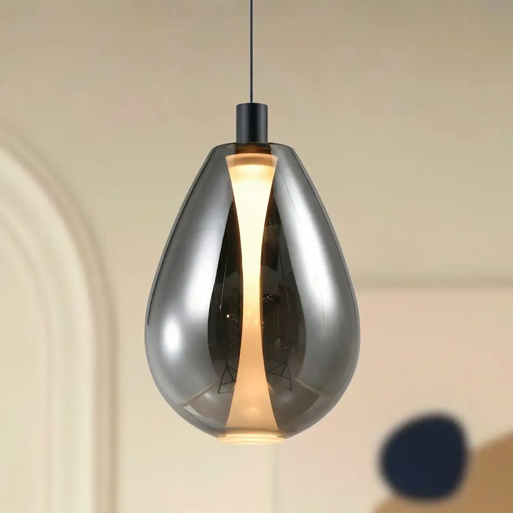 Lampa wisząca Denso 30 szklana czarna nad stół klosz dymiony pojedyncza