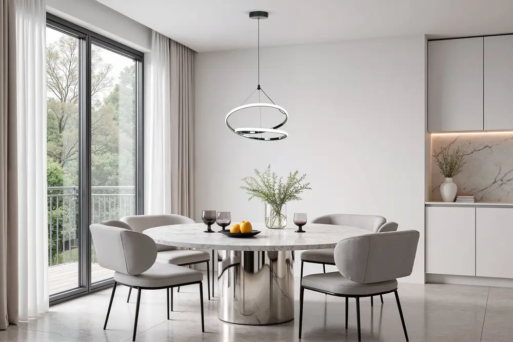 LOCO lampa wisząca czarny+chromowy 30W LED 3000, 4000, 6000K osłonka biała