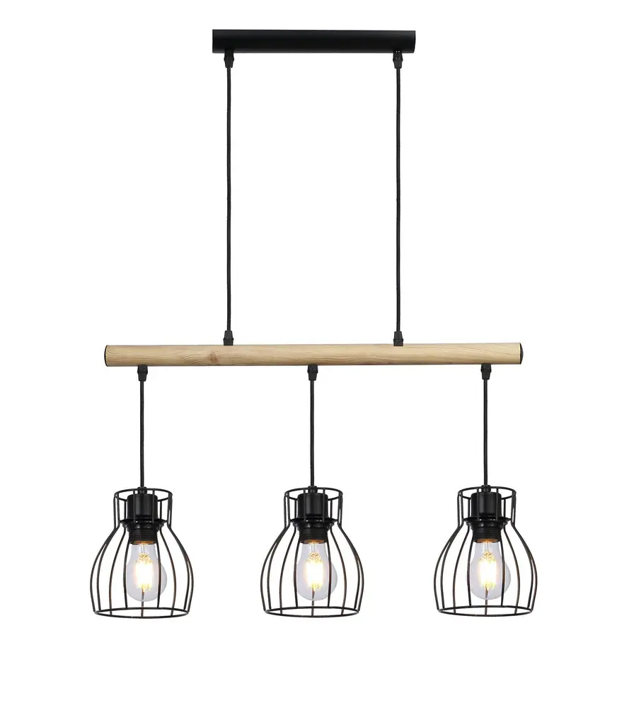 Závěsná lampa černá 3x60W Bernita