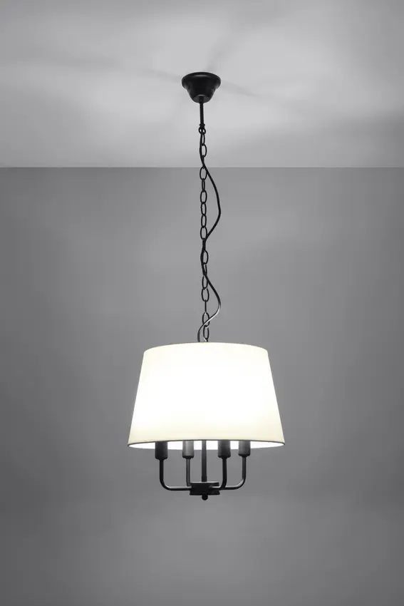 Závěsná lampa Pasteri matně černá 4x40W e14 béžové stínidlo