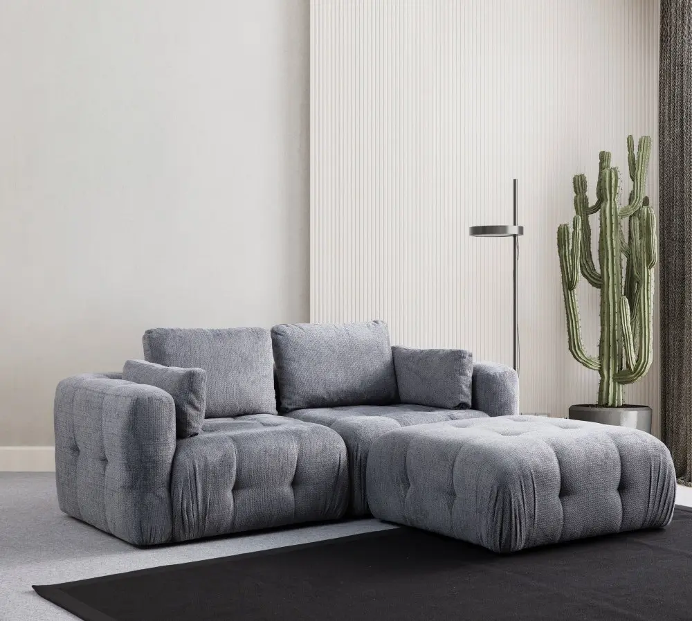 Rohová sedací souprava Amaris 2 Seater With Pouffe - Grey