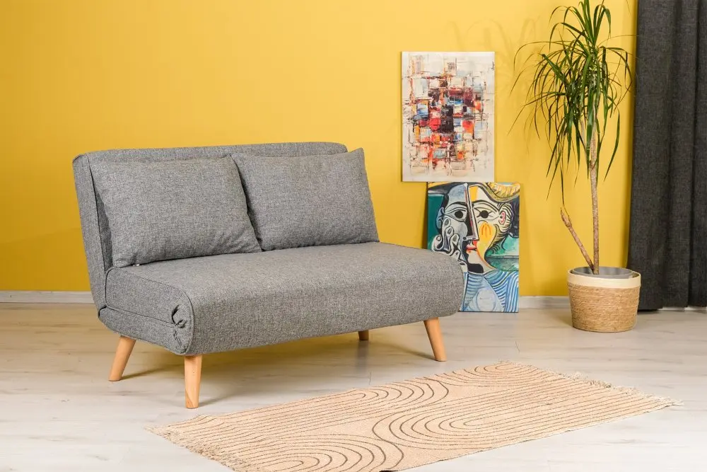 Hanah Home Dvoumístná rozkládací pohovka Seater Folde světle šedá