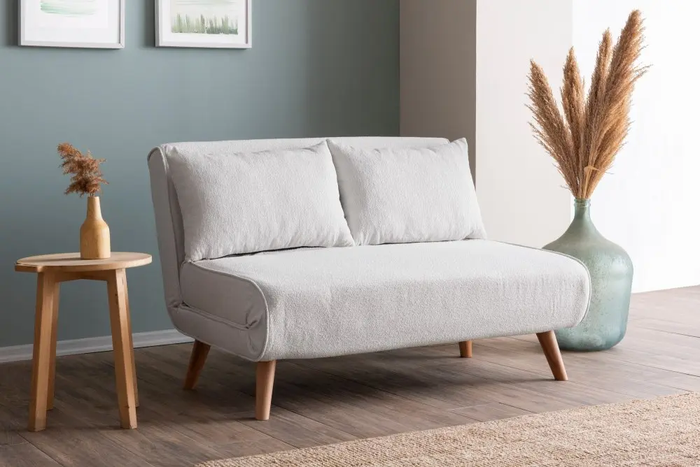 Hanah Home Dvoumístná rozkládací pohovka Seater Folde bílá