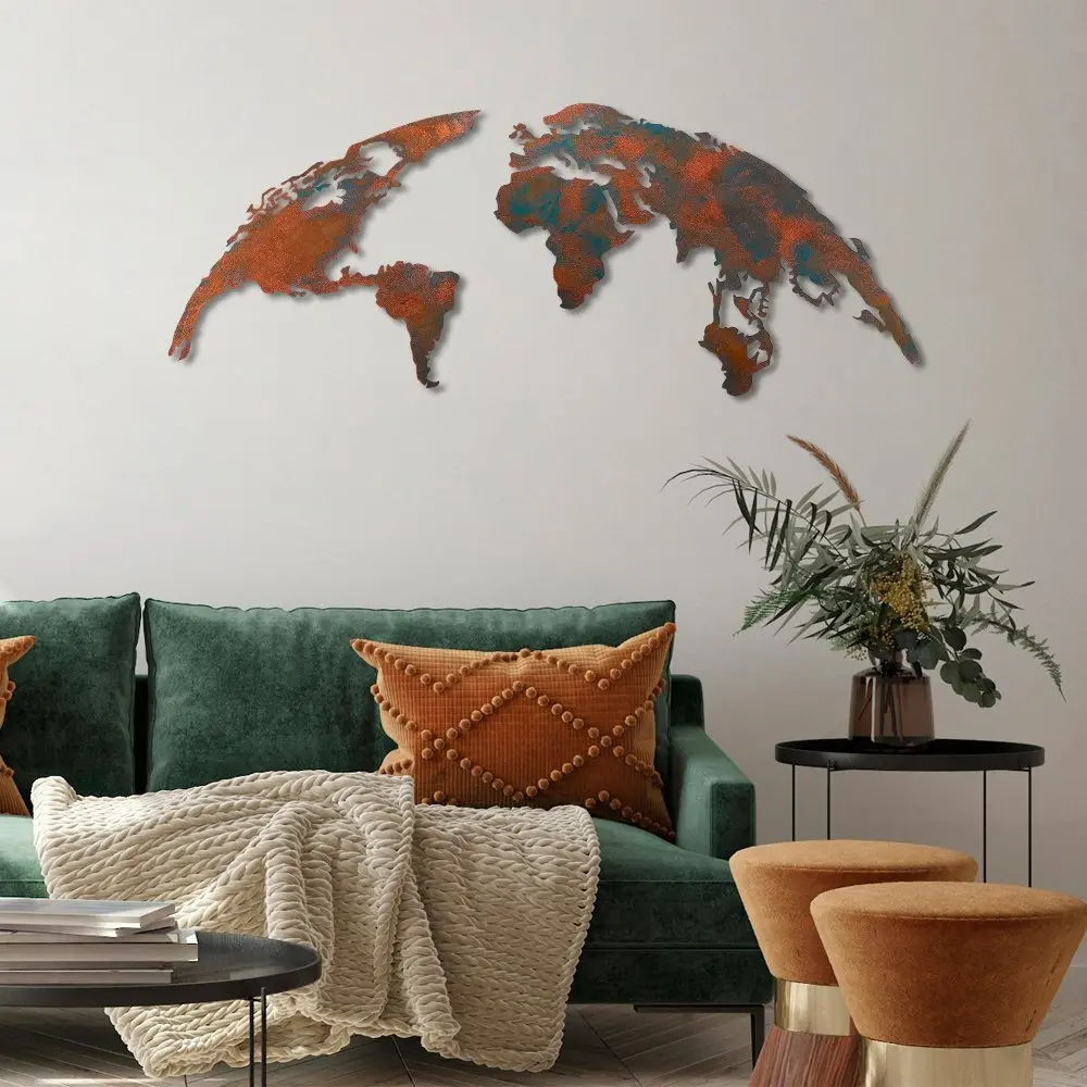 Dekorativní kovový doplněk na zeď World Map Medium - 2