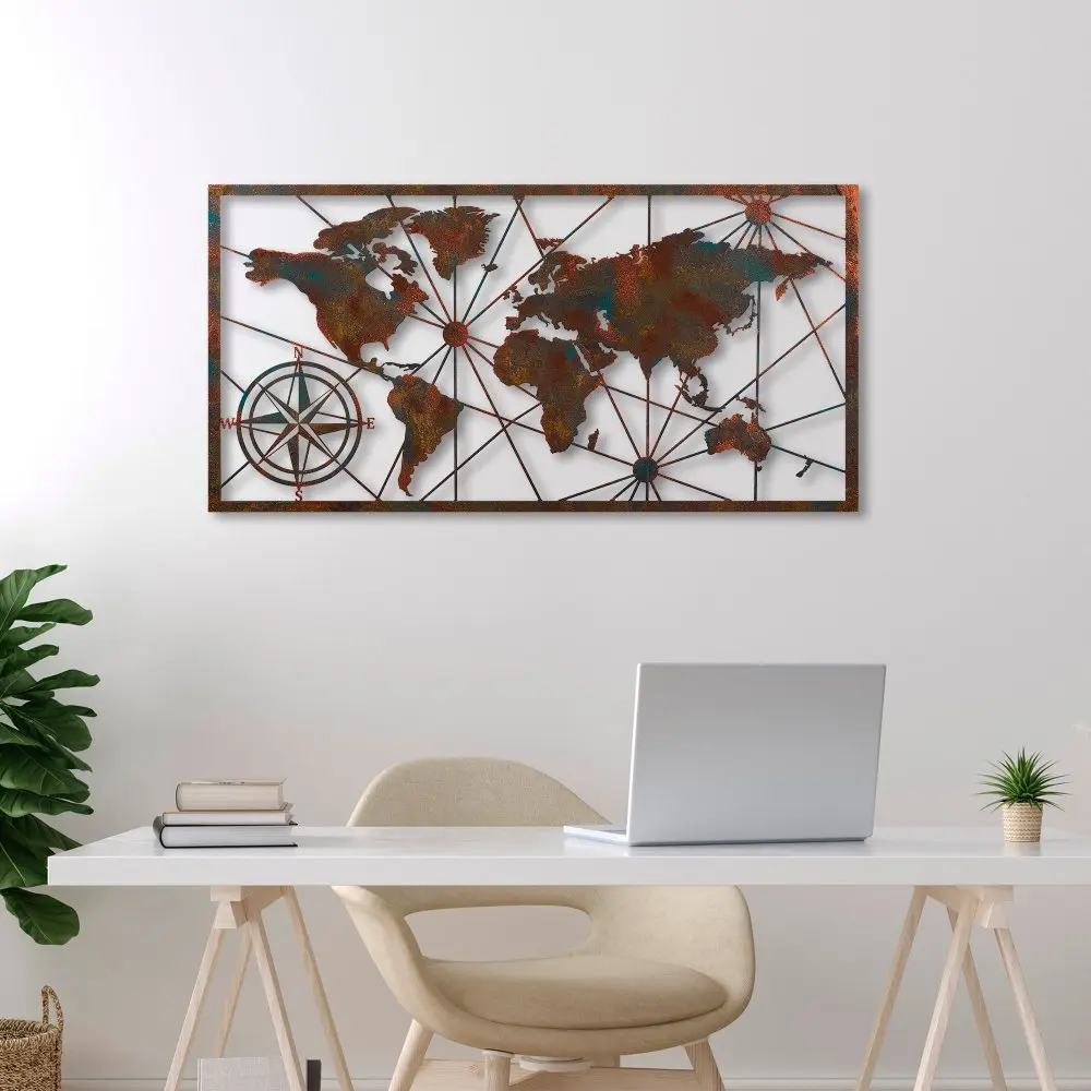 Dekorativní kovový doplněk na zeď World Map Large - 2