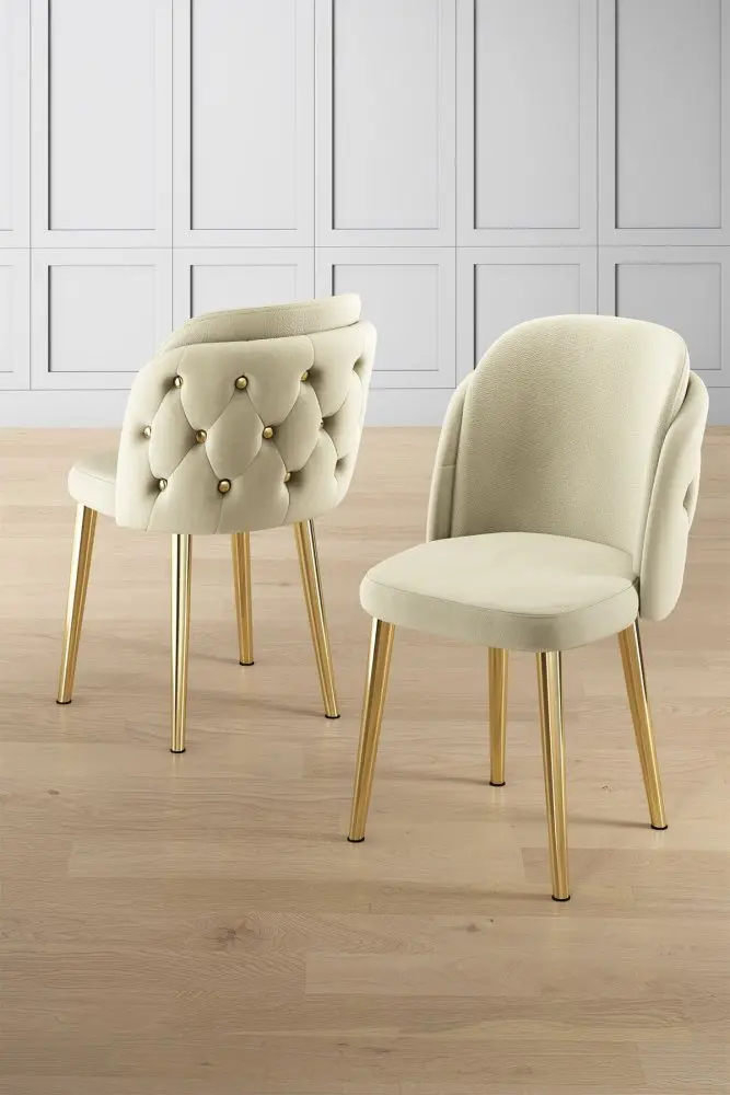 Sada židlí (4 kusy) Axle - Cream, Gold