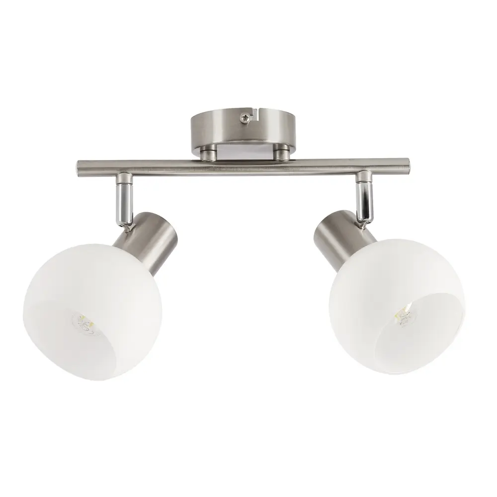 NOVO lampa sufitowa listwa satyna nikiel 2x40W E14 klosz biały