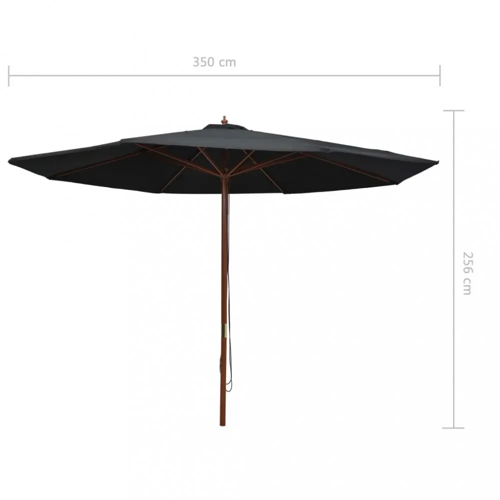 Slunečník Ø 350 cm látka / dřevo Dekorhome