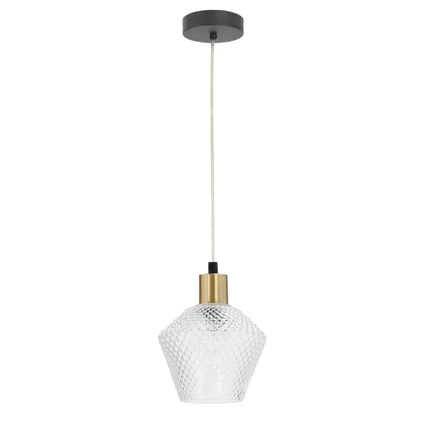 Závěsná lampa Greniko černá 1x40W E14 průhledné stínidlo