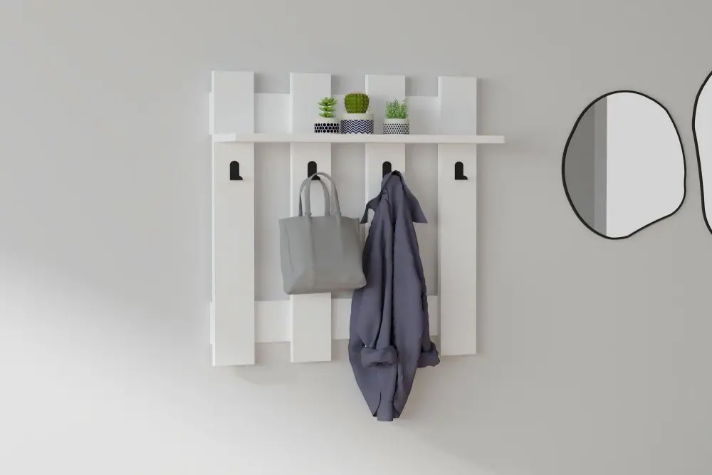 Hanah Home Nástěnný věšák s policí Carina 70 cm bílý