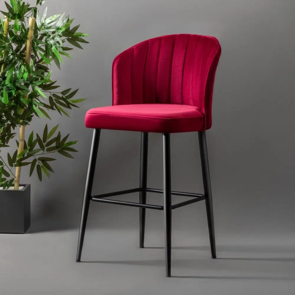 Sada barových židlí Rubi Claret Red and Black, 4 ks, 4 ks