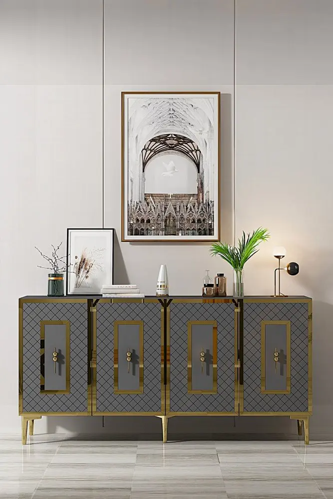 Konzolový stolek Puma 150 - Anthracite, Gold