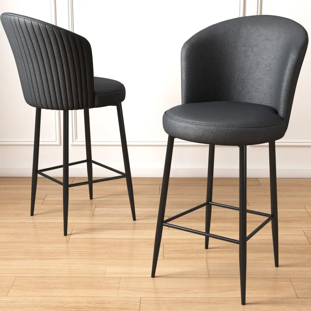 Bar Stool Set (6 Pieces) Uras - Anthracite, Black