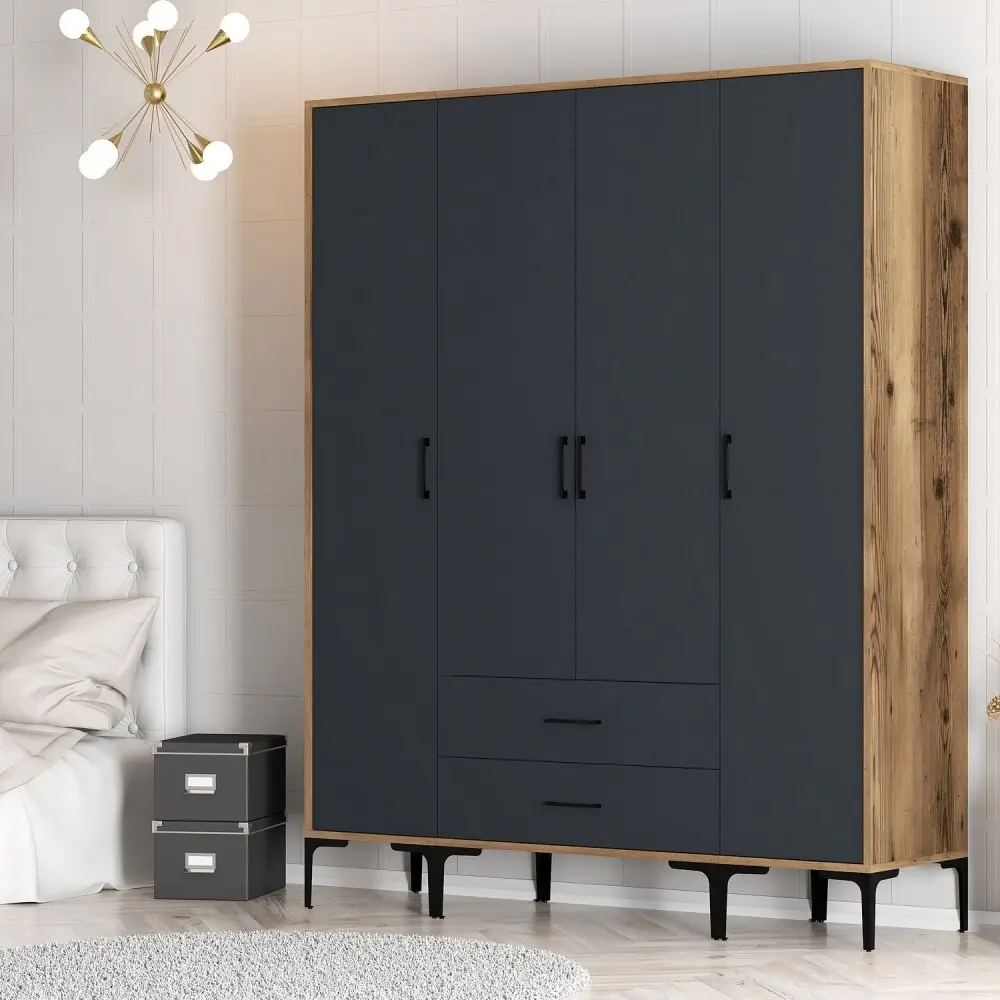 Šatní skříň Kumsal STS - Walnut, Anthracite