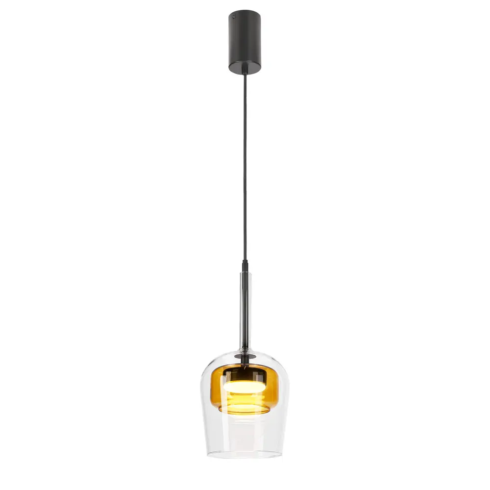 Lampa wisząca Glaxi szklana podwójny klosz transparentny i żółty GX53