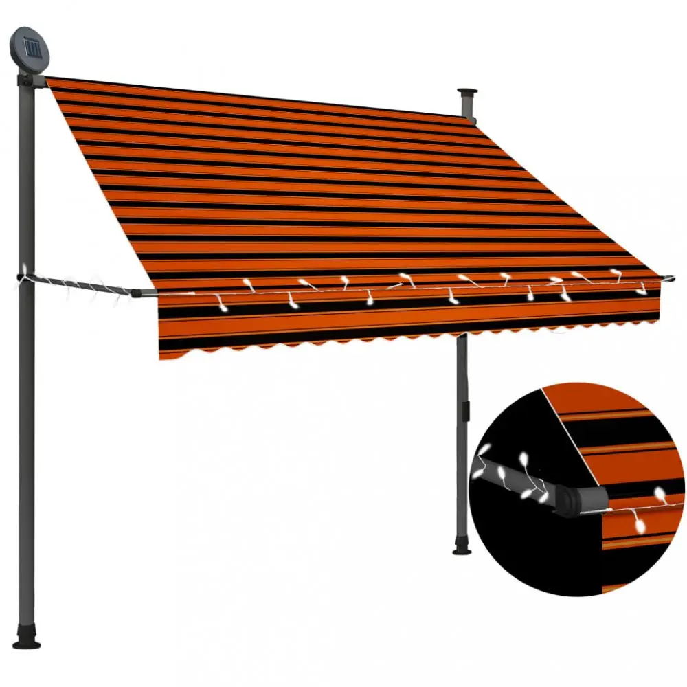 Ručně zatahovací markýza s LED světlem 150x120 cm Dekorhome